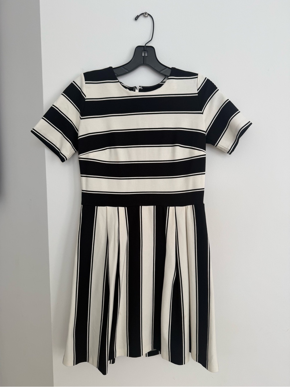 Ann Taylor Loft Classic Black and White Striped Fit-and-Flare Dress